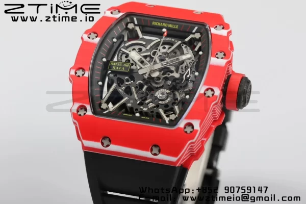 RICHARD MILLERM RM35-02 RM3502 Real Red NTPT RMF 1:1 Best Edition Skeleton Black Dial on Black Rubber Strap RMUL2 - Super Clone Watch | 1:1 Best Version