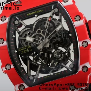 RICHARD MILLERM RM35-02 RM3502 Real Red NTPT RMF 1:1 Best Edition Skeleton Black Dial on Black Rubber Strap RMUL2 - Super Clone Watch | 1:1 Best Version