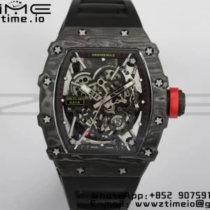 RICHARD MILLERM RM35-02 RM3502 Real NTPT RMF 1:1 Best Edition Skeleton Black Dial on Black Rubber Strap RMUL2 - Super Clone Watch | 1:1 Best Version