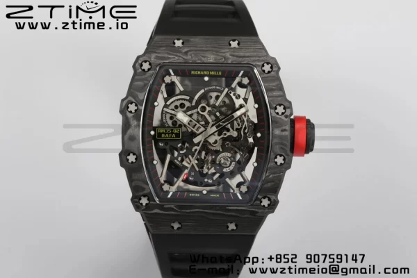 RICHARD MILLERM RM35-02 RM3502 Real NTPT RMF 1:1 Best Edition Skeleton Black Dial on Black Rubber Strap RMUL2 - Super Clone Watch | 1:1 Best Version