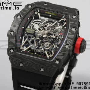 RICHARD MILLERM RM35-02 RM3502 Real NTPT RMF 1:1 Best Edition Skeleton Black Dial on Black Rubber Strap RMUL2 - Super Clone Watch | 1:1 Best Version