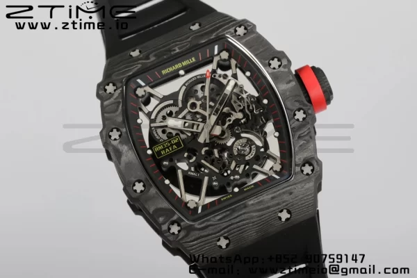 RICHARD MILLERM RM35-02 RM3502 Real NTPT RMF 1:1 Best Edition Skeleton Black Dial on Black Rubber Strap RMUL2 - Super Clone Watch | 1:1 Best Version