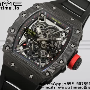 RICHARD MILLERM RM35-02 RM3502 Real NTPT RMF 1:1 Best Edition Skeleton Black Dial on Black Rubber Strap RMUL2 - Super Clone Watch | 1:1 Best Version