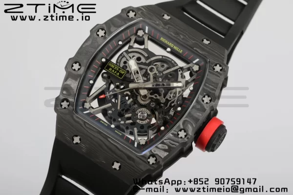 RICHARD MILLERM RM35-02 RM3502 Real NTPT RMF 1:1 Best Edition Skeleton Black Dial on Black Rubber Strap RMUL2 - Super Clone Watch | 1:1 Best Version