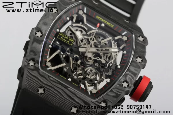 RICHARD MILLERM RM35-02 RM3502 Real NTPT RMF 1:1 Best Edition Skeleton Black Dial on Black Rubber Strap RMUL2 - Super Clone Watch | 1:1 Best Version