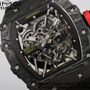 RICHARD MILLERM RM35-02 RM3502 Real NTPT RMF 1:1 Best Edition Skeleton Black Dial on Black Rubber Strap RMUL2 - Super Clone Watch | 1:1 Best Version