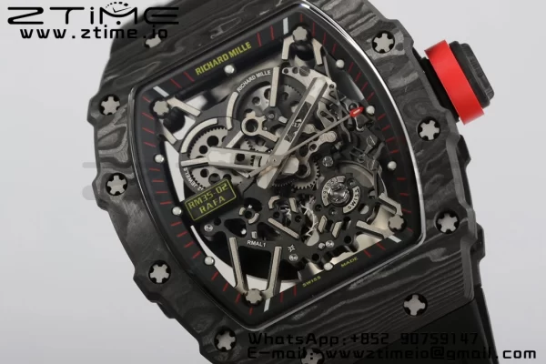 RICHARD MILLERM RM35-02 RM3502 Real NTPT RMF 1:1 Best Edition Skeleton Black Dial on Black Rubber Strap RMUL2 - Super Clone Watch | 1:1 Best Version