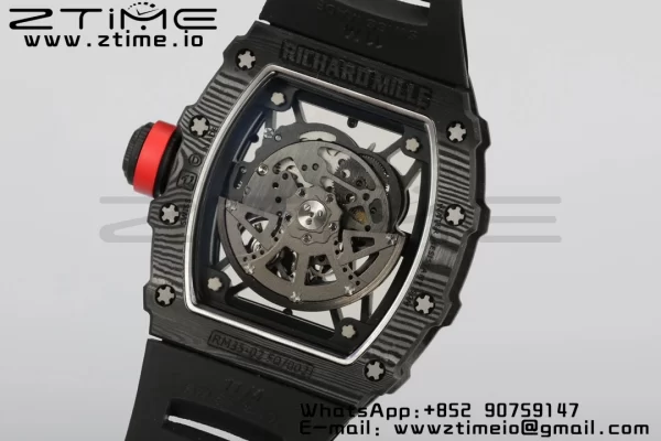 RICHARD MILLERM RM35-02 RM3502 Real NTPT RMF 1:1 Best Edition Skeleton Black Dial on Black Rubber Strap RMUL2 - Super Clone Watch | 1:1 Best Version
