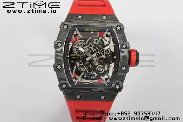 RICHARD MILLERM RM35-02 RM3502 Real NTPT RMF 1:1 Best Edition Quadrante nero scheletrato su cinturino in gomma rossa RMUL2 - Orologio super clone | 1:1 Best Version