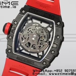 RICHARD MILLERM RM35-02 RM3502 Real NTPT RMF 1:1 Best Edition Quadrante nero scheletrato su cinturino in gomma rossa RMUL2 - Orologio super clone | 1:1 Best Version