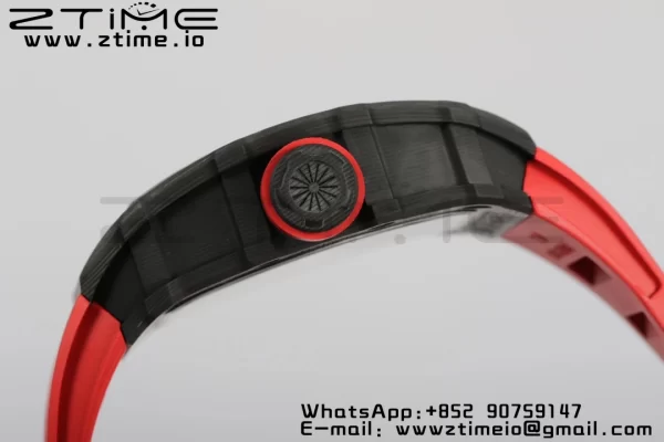 RICHARD MILLERM RM35-02 RM3502 Real NTPT RMF 1:1 Best Edition Quadrante nero scheletrato su cinturino in gomma rossa RMUL2 - Orologio super clone | 1:1 Best Version