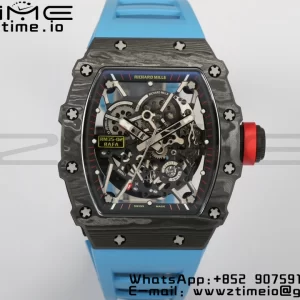 RICHARD MILLERM RM35-02 RM3502 Real NTPT RMF 1:1 Best Edition Skeleton Black Dial on Blue Rubber Strap RMUL2 - Super Clone Watch | 1:1 Best Version