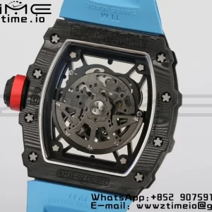 RICHARD MILLERM RM35-02 RM3502 Real NTPT RMF 1:1 Best Edition Quadrante nero scheletrato su cinturino in gomma blu RMUL2 - Orologio super clone | 1:1 Best Version