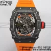 RICHARD MILLERM RM35-02 RM3502 Real NTPT RMF 1:1 Best Edition Quadrante nero scheletrato su cinturino in gomma arancione RMUL2 - Orologio Super Clone | 1:1 Best Version