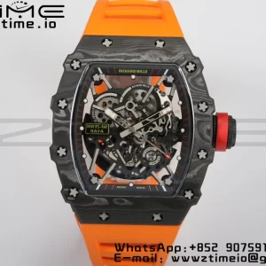 RICHARD MILLERM RM35-02 RM3502 Real NTPT RMF 1:1 Best Edition Skeleton Black Dial on Orange Rubber Strap RMUL2 - Super Clone Watch | 1:1 Best Version