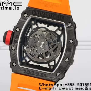 RICHARD MILLERM RM35-02 RM3502 Real NTPT RMF 1:1 Best Edition Skeleton Black Dial on Orange Rubber Strap RMUL2 - Super Clone Watch | 1:1 Best Version