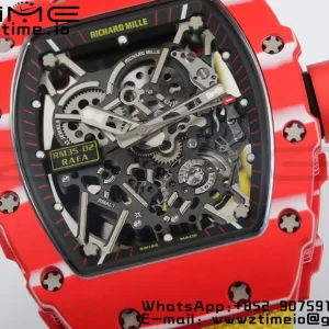 RICHARD MILLERM RM35-02 RM3502 Real Red NTPT RMF 1:1 Best Edition Skeleton Black Dial on Yellow Nylon Strap RMUL2 - Super Clone Watch | 1:1 Best Version