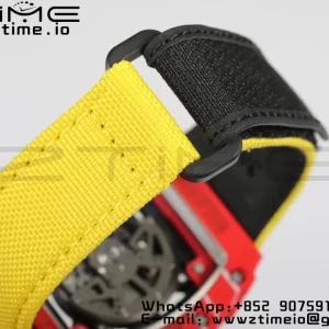 RICHARD MILLERM RM35-02 RM3502 Real Red NTPT RMF 1:1 Best Edition Skeleton Black Dial on Yellow Nylon Strap RMUL2 - Super Clone Watch | 1:1 Best Version