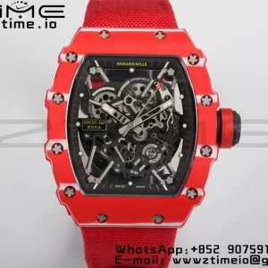 RICHARD MILLERM RM35-02 RM3502 Real Red NTPT RMF 1:1 Best Edition Skeleton Black Dial on Red Nylon Strap RMUL2 - Super Clone Watch | 1:1 Best Version