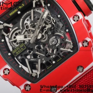 RICHARD MILLERM RM35-02 RM3502 Real Red NTPT RMF 1:1 Best Edition Skeleton Black Dial on Red Nylon Strap RMUL2 - Super Clone Watch | 1:1 Best Version