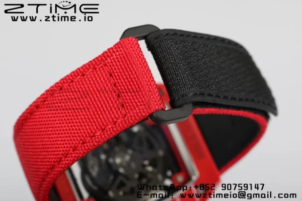 RICHARD MILLERM RM35-02 RM3502 Real Red NTPT RMF 1:1 Best Edition Skeleton Black Dial on Red Nylon Strap RMUL2 - Super Clone Watch | 1:1 Best Version
