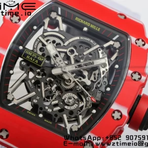 RICHARD MILLERM RM35-02 RM3502 Real Red NTPT RMF 1:1 Best Edition Skeleton Black Dial on White Nylon Strap RMUL2 - Super Clone Watch | 1:1 Best Version