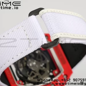 RICHARD MILLERM RM35-02 RM3502 Real Red NTPT RMF 1:1 Best Edition Skeleton Black Dial on White Nylon Strap RMUL2 - Super Clone Watch | 1:1 Best Version