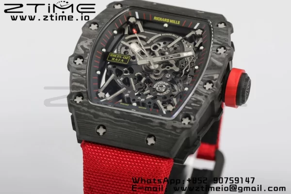 RICHARD MILLERM RM35-02 RM3502 Real NTPT RMF 1:1 Best Edition Skeleton Cadran negru pe curea de nylon roșu RMUL2 - Super Clone Watch | 1:1 Best Version
