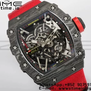 RICHARD MILLERM RM35-02 RM3502 Real NTPT RMF 1:1 Best Edition Skeleton Cadran negru pe curea de nylon roșu RMUL2 - Super Clone Watch | 1:1 Best Version