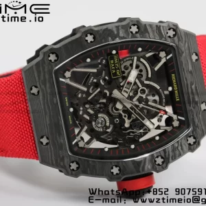 RICHARD MILLERM RM35-02 RM3502 Real NTPT RMF 1:1 Best Edition Skeleton Cadran negru pe curea de nylon roșu RMUL2 - Super Clone Watch | 1:1 Best Version