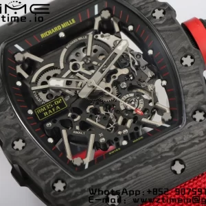 RICHARD MILLERM RM35-02 RM3502 Real NTPT RMF 1:1 Best Edition Skeleton Cadran negru pe curea de nylon roșu RMUL2 - Super Clone Watch | 1:1 Best Version