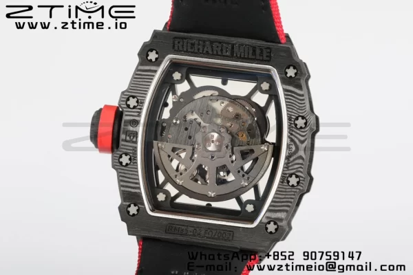 RICHARD MILLERM RM35-02 RM3502 Real NTPT RMF 1:1 Best Edition Skeleton Cadran negru pe curea de nylon roșu RMUL2 - Super Clone Watch | 1:1 Best Version