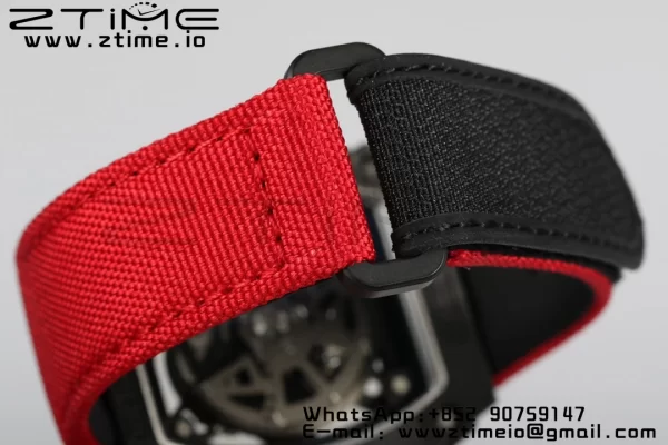 RICHARD MILLERM RM35-02 RM3502 Real NTPT RMF 1:1 Best Edition Skeleton Cadran negru pe curea de nylon roșu RMUL2 - Super Clone Watch | 1:1 Best Version