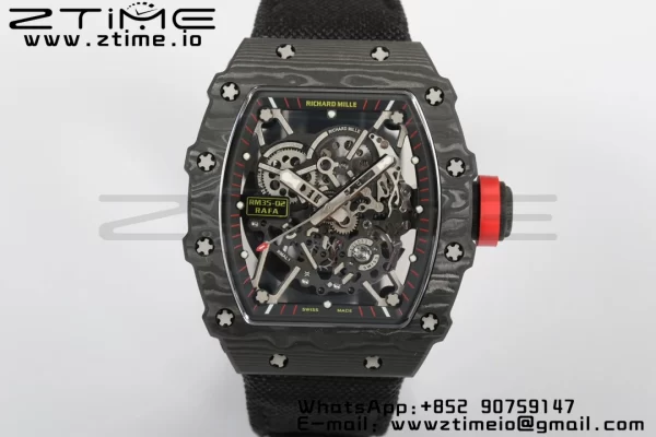 RICHARD MILLERM RM35-02 RM3502 Real NTPT RMF 1:1 Best Edition Skeleton Cadran negru pe curea de nylon negru RMUL2 - Super Clone Watch | 1:1 Best Version