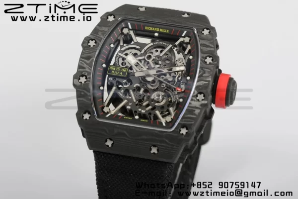 RICHARD MILLERM RM35-02 RM3502 Real NTPT RMF 1:1 Best Edition Skeleton Cadran negru pe curea de nylon negru RMUL2 - Super Clone Watch | 1:1 Best Version