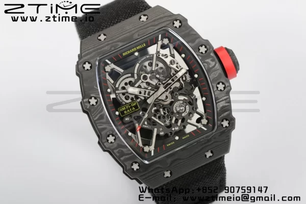 RICHARD MILLERM RM35-02 RM3502 Real NTPT RMF 1:1 Best Edition Skeleton Cadran negru pe curea de nylon negru RMUL2 - Super Clone Watch | 1:1 Best Version