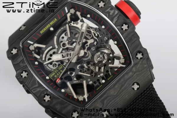 RICHARD MILLERM RM35-02 RM3502 Real NTPT RMF 1:1 Best Edition Skeleton Cadran negru pe curea de nylon negru RMUL2 - Super Clone Watch | 1:1 Best Version