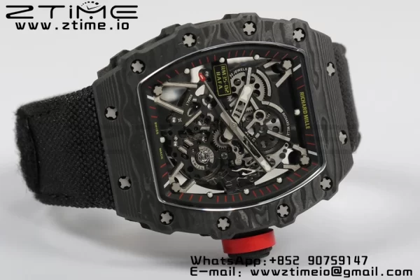 RICHARD MILLERM RM35-02 RM3502 Real NTPT RMF 1:1 Best Edition Skeleton Cadran negru pe curea de nylon negru RMUL2 - Super Clone Watch | 1:1 Best Version