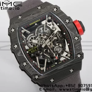 RICHARD MILLERM RM35-02 RM3502 Real NTPT RMF 1:1 Best Edition Skeleton Black Dial on Gray Nylon Strap RMUL2 - Super Clone Watch | 1:1 Best Version