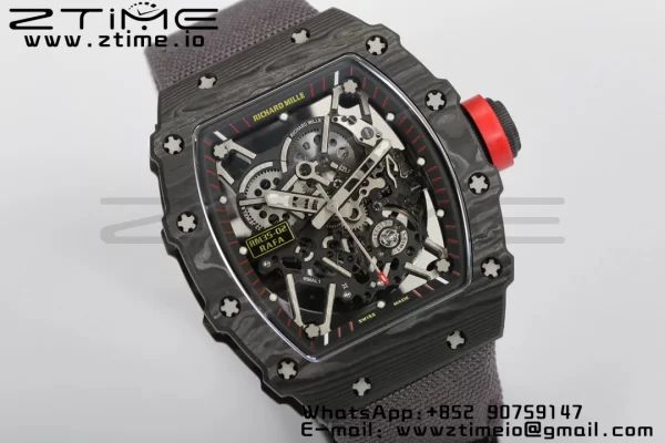 RICHARD MILLERM RM35-02 RM3502 Real NTPT RMF 1:1 Best Edition Skeleton Black Dial on Gray Nylon Strap RMUL2 - Super Clone Watch | 1:1 Best Version