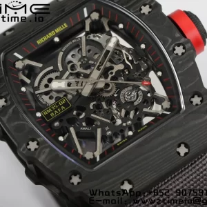 RICHARD MILLERM RM35-02 RM3502 Real NTPT RMF 1:1 Best Edition Skeleton Black Dial on Gray Nylon Strap RMUL2 - Super Clone Watch | 1:1 Best Version