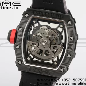 RICHARD MILLERM RM35-02 RM3502 Real NTPT RMF 1:1 Best Edition Skeleton Black Dial on Gray Nylon Strap RMUL2 - Super Clone Watch | 1:1 Best Version