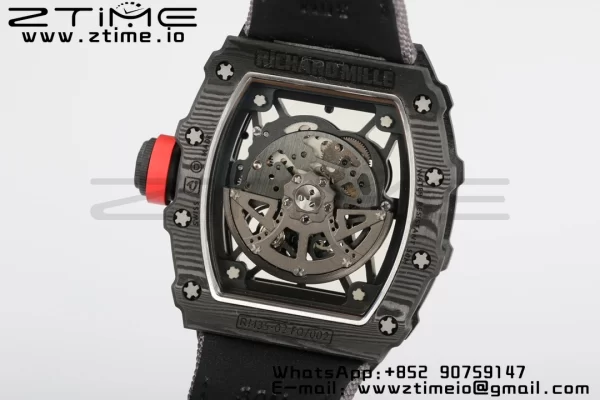 RICHARD MILLERM RM35-02 RM3502 Real NTPT RMF 1:1 Best Edition Skeleton Black Dial on Gray Nylon Strap RMUL2 - Super Clone Watch | 1:1 Best Version