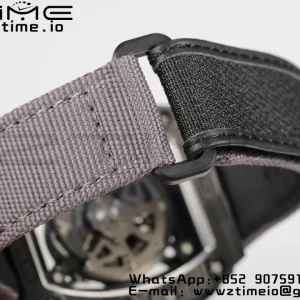 RICHARD MILLERM RM35-02 RM3502 Real NTPT RMF 1:1 Best Edition Skeleton Black Dial on Gray Nylon Strap RMUL2 - Super Clone Watch | 1:1 Best Version