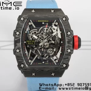 RICHARD MILLERM  RM35-02 RM3502 Real NTPT RMF 1:1 Best Edition Skeleton Black Dial on Blue  Nylon Strap RMUL2 - Super Clone Watch | 1:1 Best Version