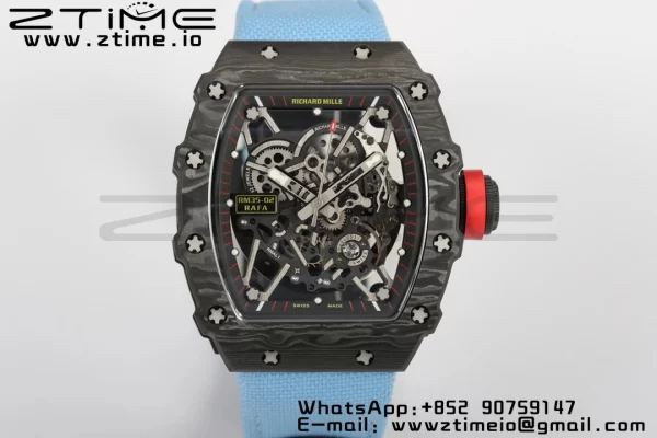 RICHARD MILLERM  RM35-02 RM3502 Real NTPT RMF 1:1 Best Edition Skeleton Black Dial on Blue  Nylon Strap RMUL2 - Super Clone Watch | 1:1 Best Version