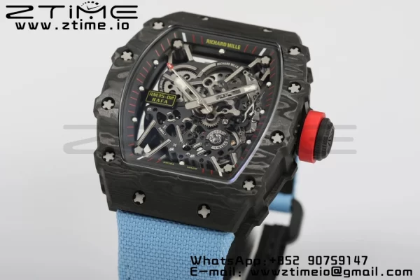 RICHARD MILLERM  RM35-02 RM3502 Real NTPT RMF 1:1 Best Edition Skeleton Black Dial on Blue  Nylon Strap RMUL2 - Super Clone Watch | 1:1 Best Version