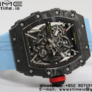 RICHARD MILLERM  RM35-02 RM3502 Real NTPT RMF 1:1 Best Edition Skeleton Black Dial on Blue  Nylon Strap RMUL2 - Super Clone Watch | 1:1 Best Version