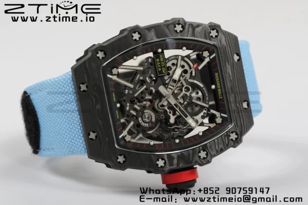RICHARD MILLERM  RM35-02 RM3502 Real NTPT RMF 1:1 Best Edition Skeleton Black Dial on Blue  Nylon Strap RMUL2 - Super Clone Watch | 1:1 Best Version
