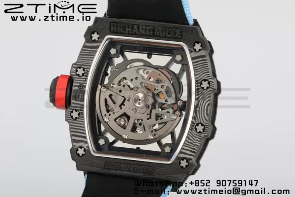 RICHARD MILLERM  RM35-02 RM3502 Real NTPT RMF 1:1 Best Edition Skeleton Black Dial on Blue  Nylon Strap RMUL2 - Super Clone Watch | 1:1 Best Version